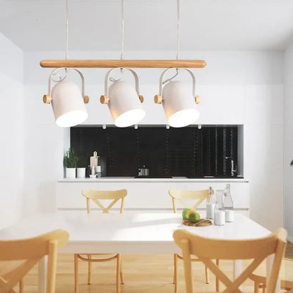 Modern white ceramic and wooden iron art pendant lamp dining room