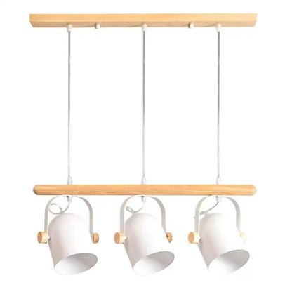 Modern white ceramic and wooden iron art pendant lamp dining room