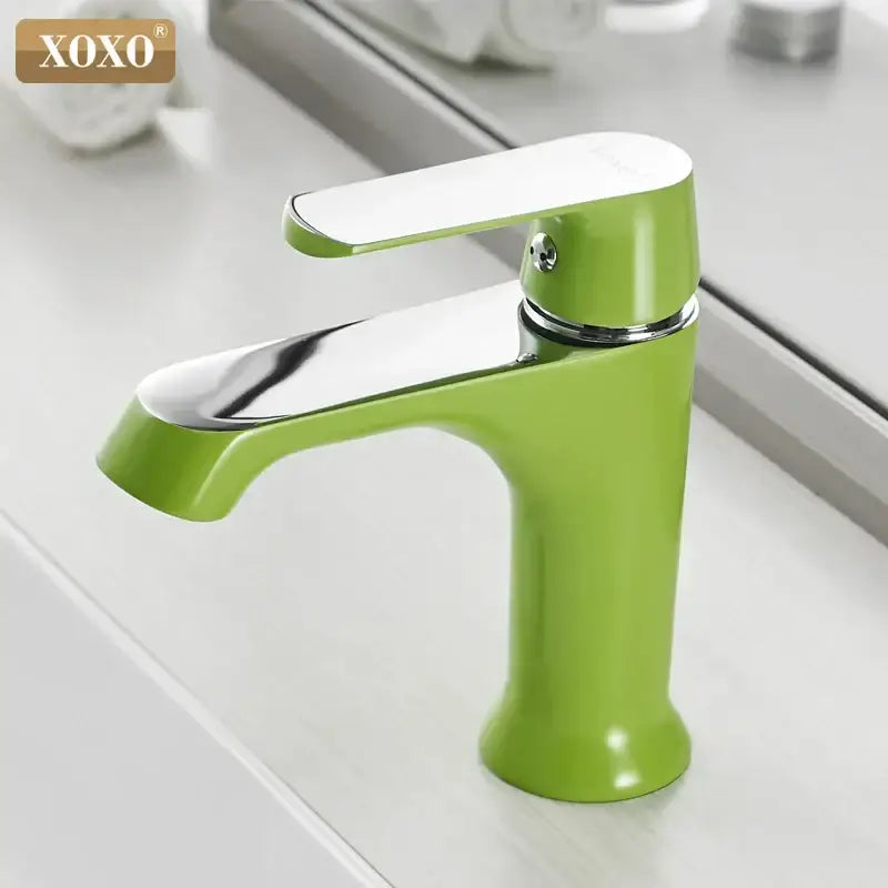 Modern white ceramic basin faucet bathroom mixer with chrome accents