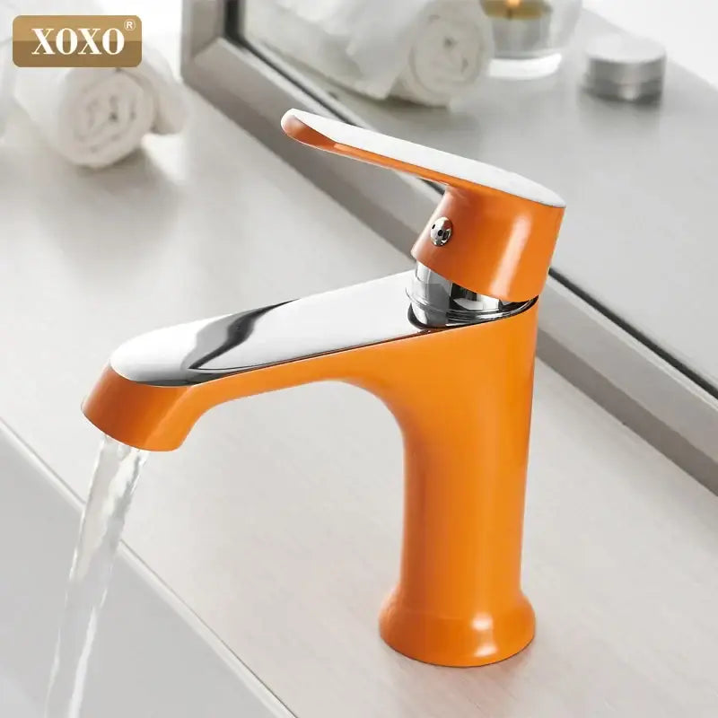 Modern white ceramic basin faucet bathroom mixer with chrome accents