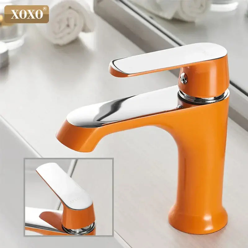 Modern white ceramic basin faucet bathroom mixer with chrome accents
