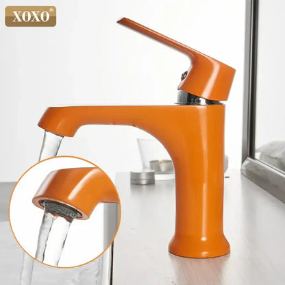 Modern white ceramic basin faucet bathroom mixer with chrome accents