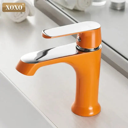 Modern white ceramic basin faucet bathroom mixer with chrome accents