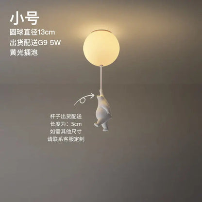 Modern white ceramic bear led ceiling light for kids bedroom