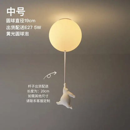 Modern white ceramic bear led ceiling light for kids bedroom