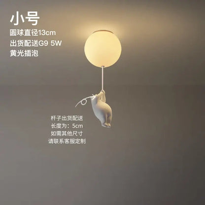 Modern white ceramic bear led ceiling light for kids bedroom