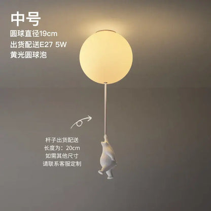 Modern white ceramic bear led ceiling light for kids bedroom