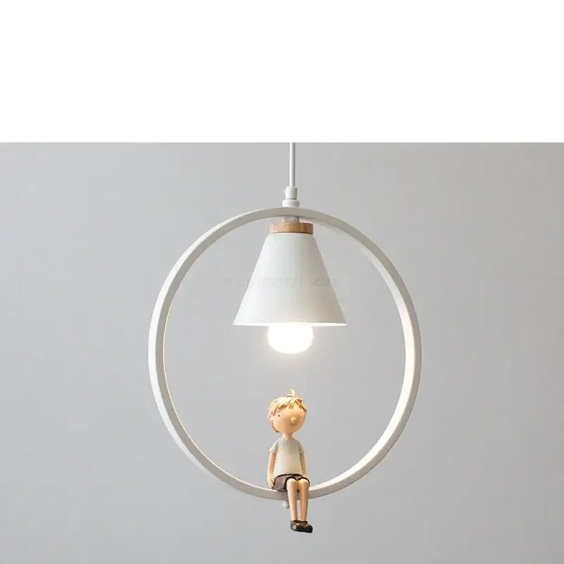 Modern white ceramic bird iron ring pendant light bedroom