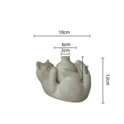 Modern white ceramic cat cartoon vase living room reed diffuser base