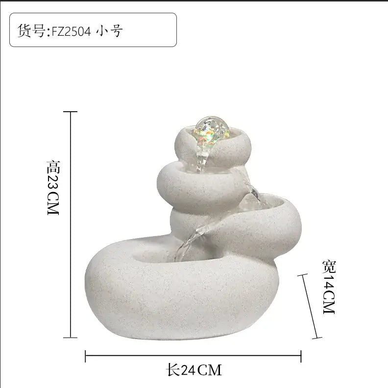 Modern white ceramic circulating water fountain living room decor
