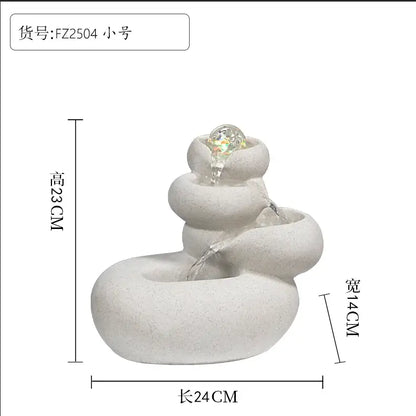 Modern white ceramic circulating water fountain living room decor