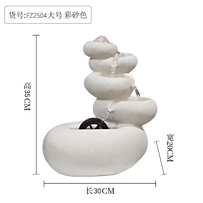 Modern white ceramic circulating water fountain living room decor