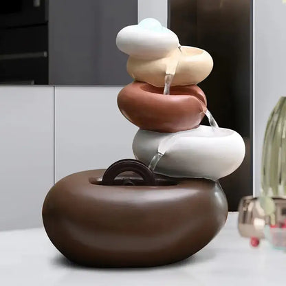 Modern white ceramic circulating water fountain living room decor