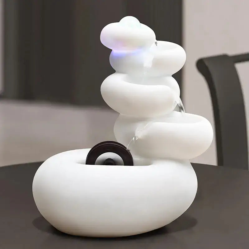 Modern white ceramic circulating water fountain living room decor