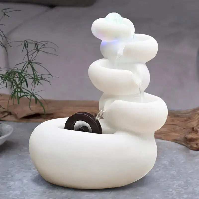 Modern white ceramic circulating water fountain living room decor