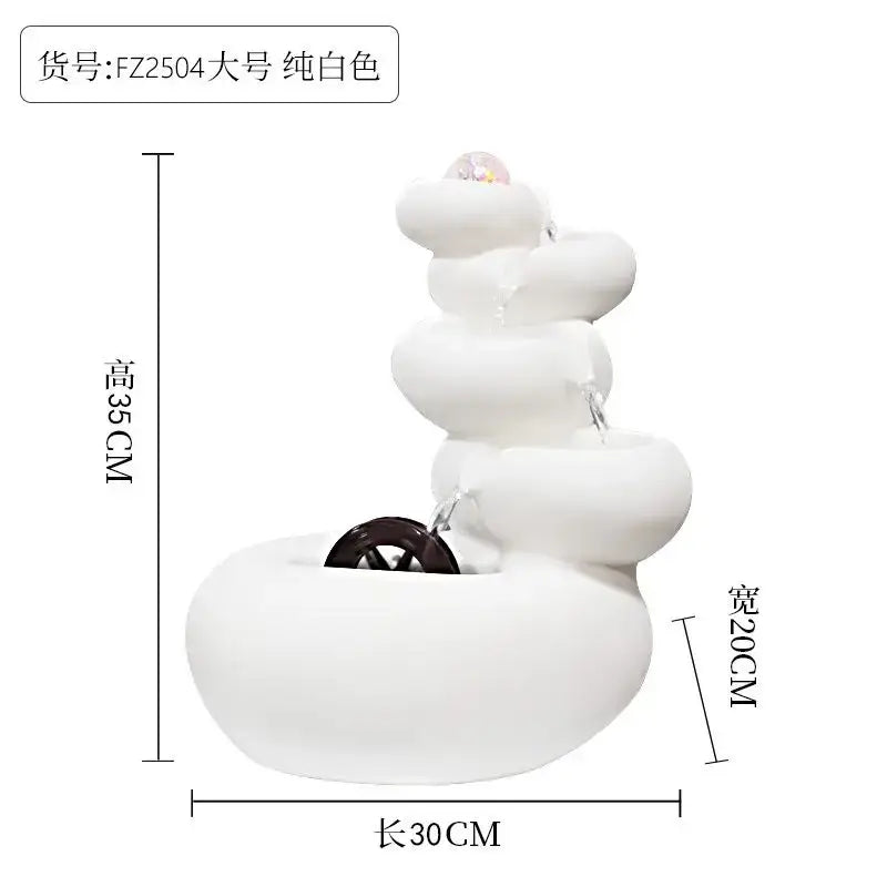 Modern white ceramic circulating water fountain living room decor