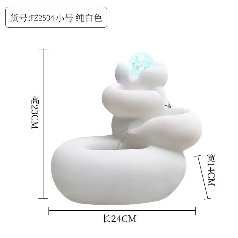 Modern white ceramic circulating water fountain living room decor