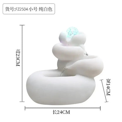 Modern white ceramic circulating water fountain living room decor
