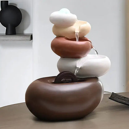 Modern white ceramic circulating water fountain living room decor