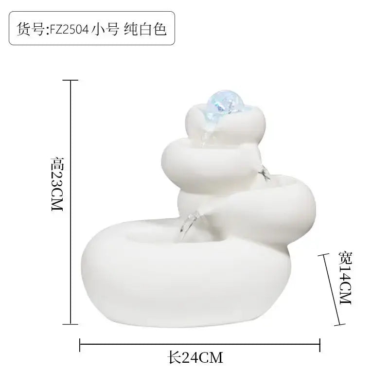 Modern white ceramic circulating water fountain living room decor