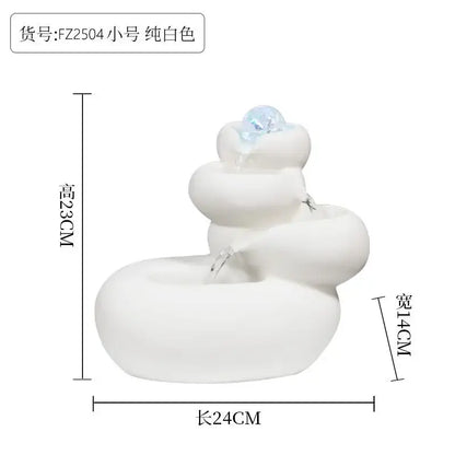 Modern white ceramic circulating water fountain living room decor