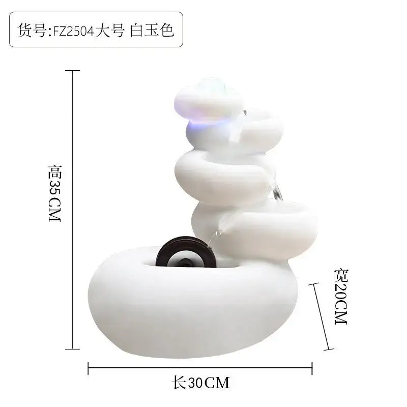 Modern white ceramic circulating water fountain living room decor