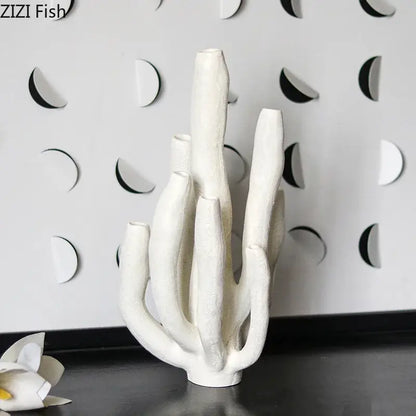 Modern white ceramic coral landscape sculpture living room candelabra