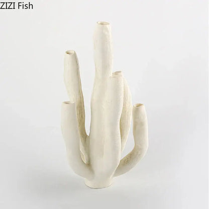 Modern white ceramic coral landscape sculpture living room candelabra