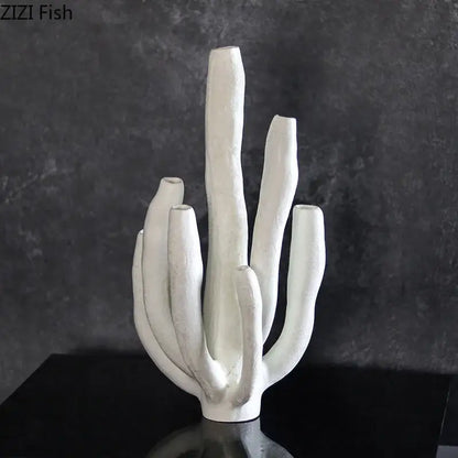 Modern white ceramic coral landscape sculpture living room candelabra