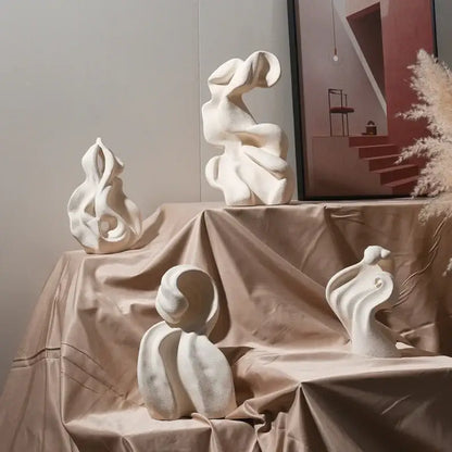 Modern white ceramic curl sculpture living room decor