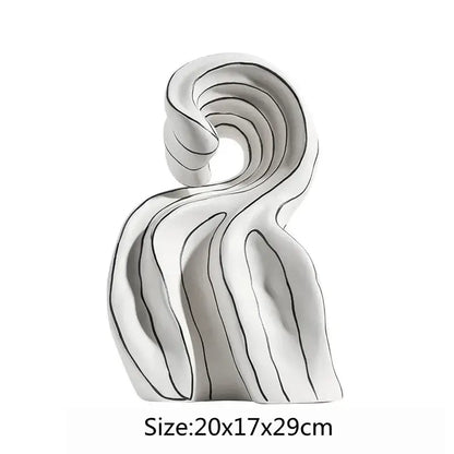 Modern white ceramic curl sculpture living room decor