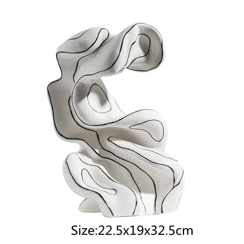 Modern white ceramic curl sculpture living room decor