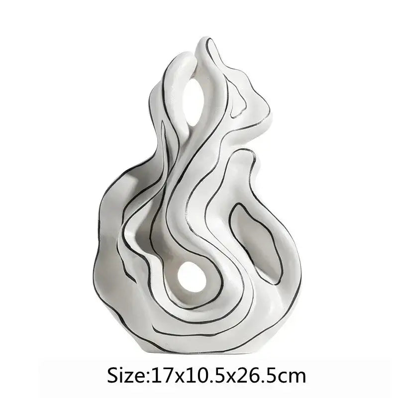 Modern white ceramic curl sculpture living room decor