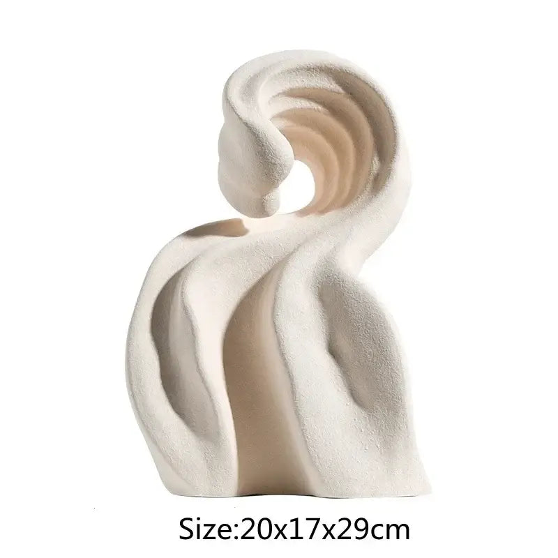 Modern white ceramic curl sculpture living room decor