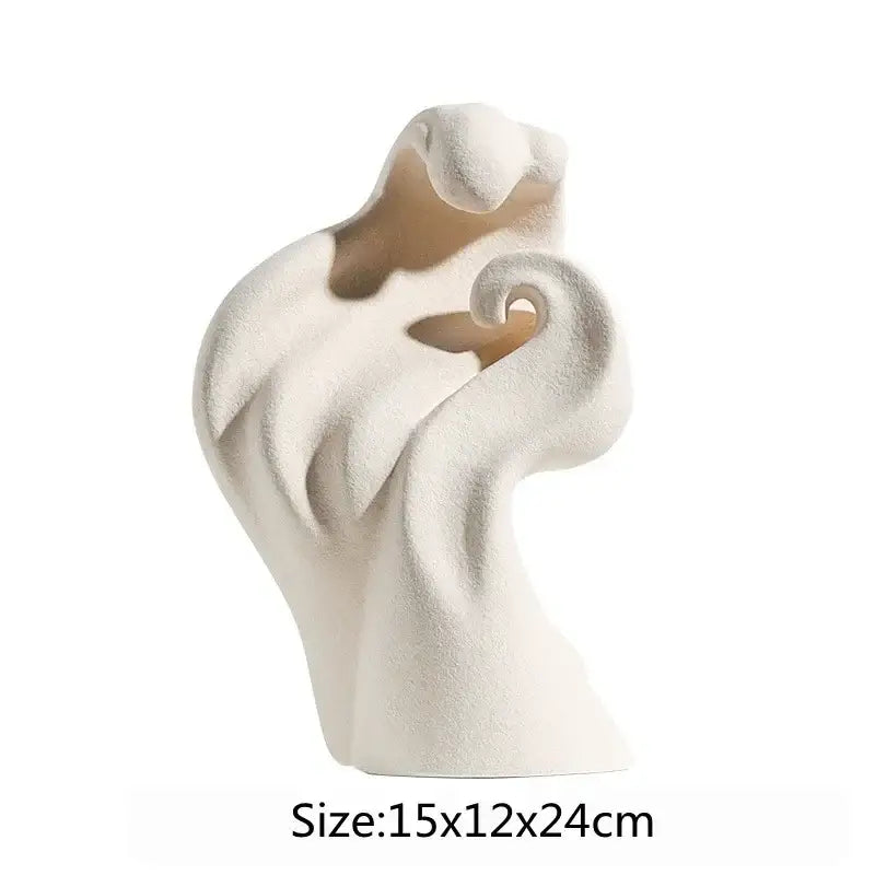 Modern white ceramic curl sculpture living room decor