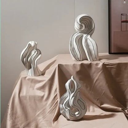 Modern white ceramic curl sculpture living room decor