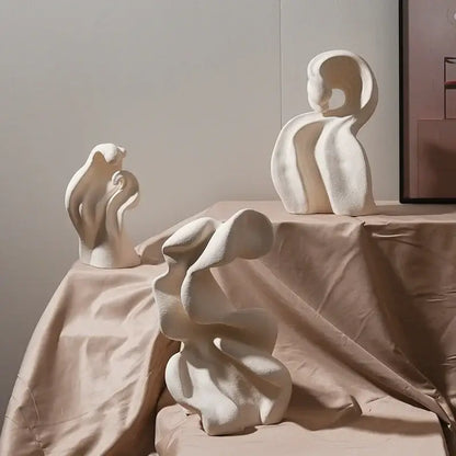 Modern white ceramic curl sculpture living room decor