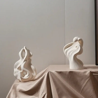 Modern white ceramic curl sculpture living room decor