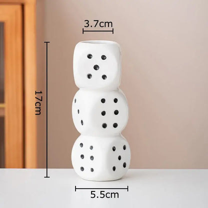 Modern white ceramic dice vase desk decor for living room