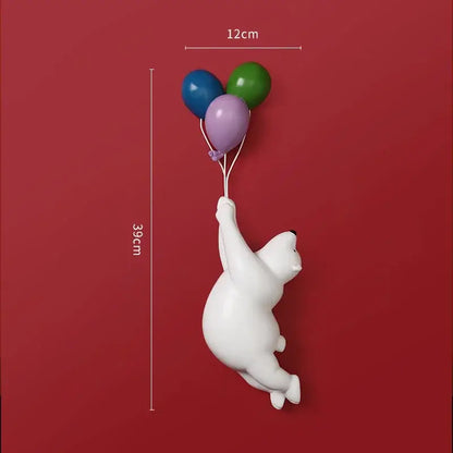 Modern white ceramic flying bear figurines kids bedroom decor