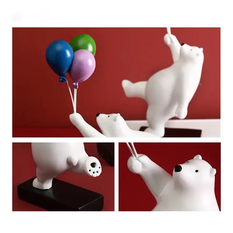 Modern white ceramic flying bear figurines kids bedroom decor