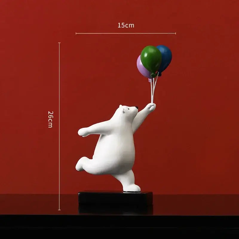 Modern white ceramic flying bear figurines kids bedroom decor
