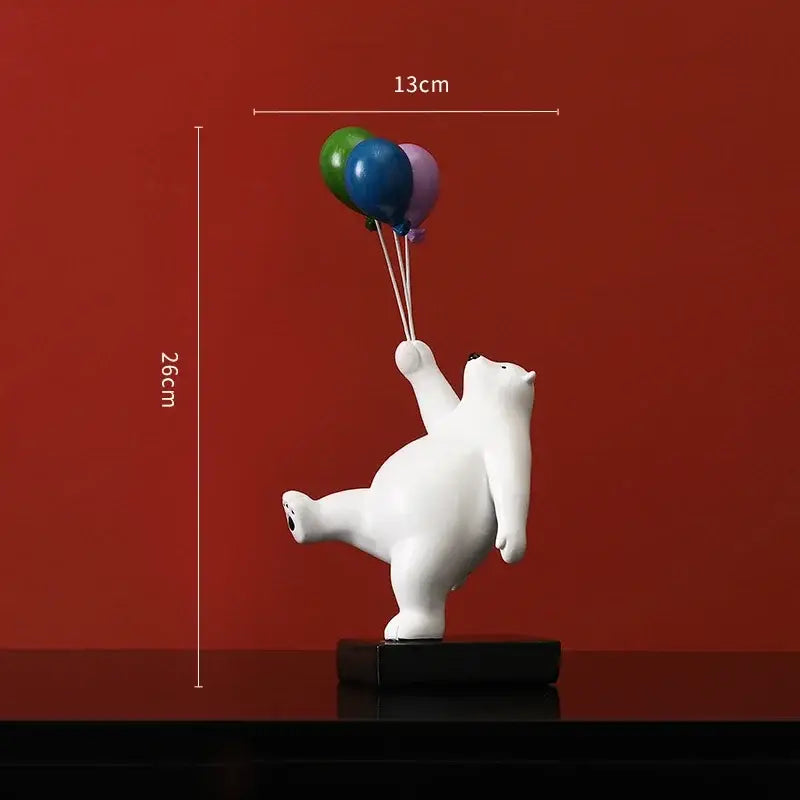 Modern white ceramic flying bear figurines kids bedroom decor