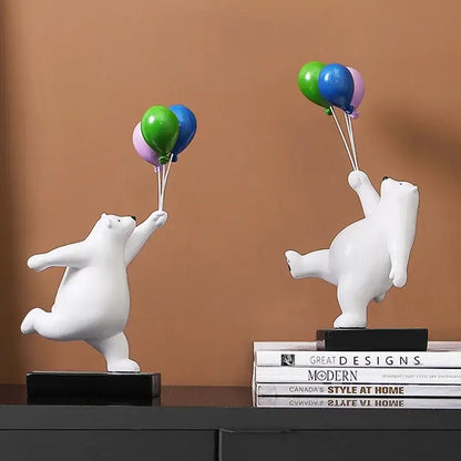 Modern white ceramic flying bear figurines kids bedroom decor