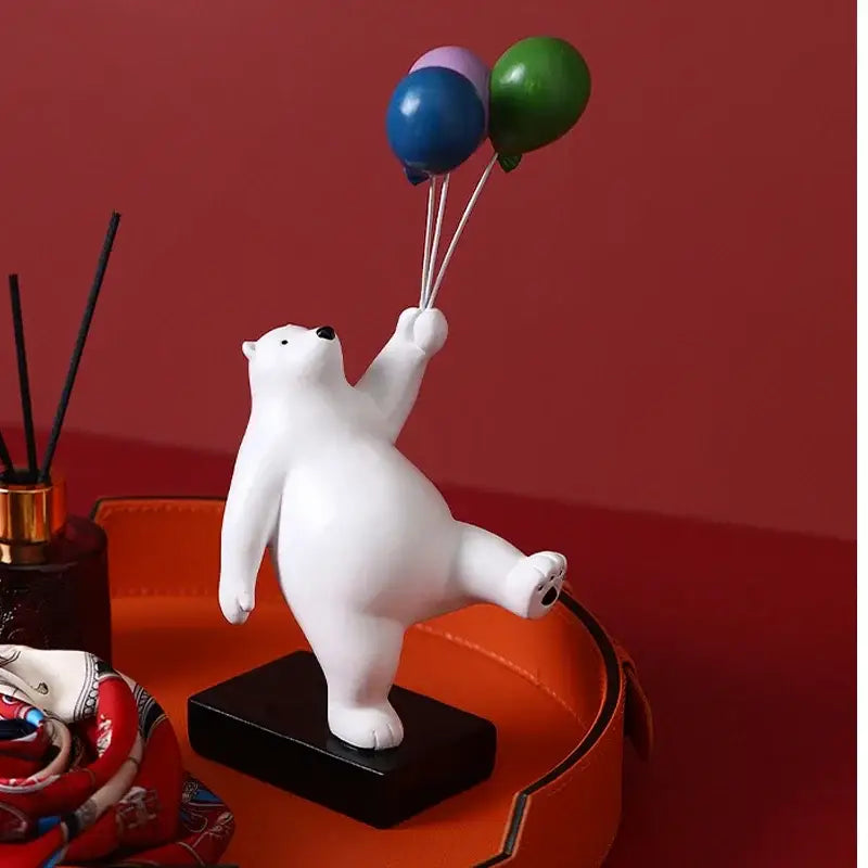 Modern white ceramic flying bear figurines kids bedroom decor