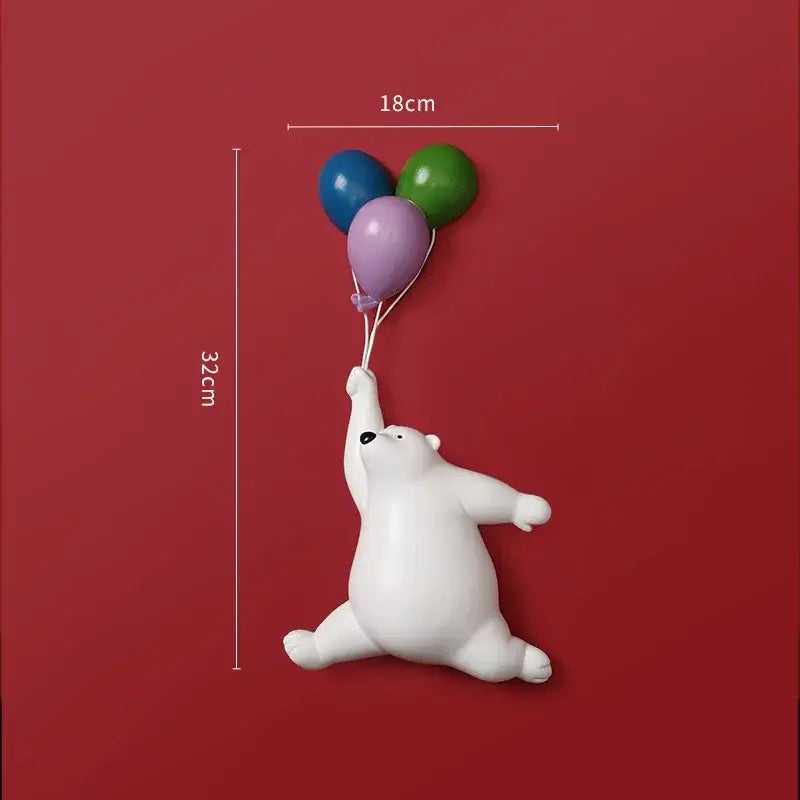 Modern white ceramic flying bear figurines kids bedroom decor