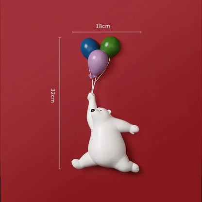 Modern white ceramic flying bear figurines kids bedroom decor