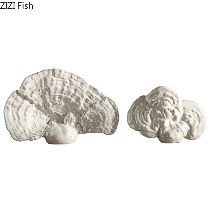 Modern white ceramic ganoderma lucidum sculpture living room decor