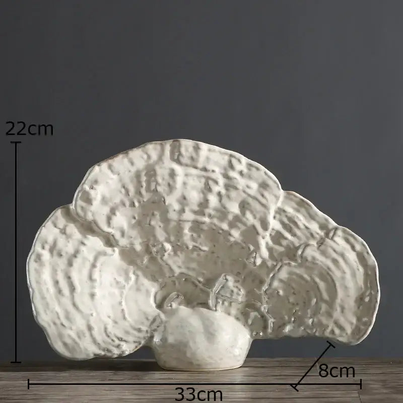 Modern white ceramic ganoderma lucidum sculpture living room decor