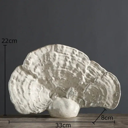 Modern white ceramic ganoderma lucidum sculpture living room decor